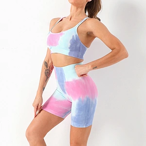 Seamless Knit Tie Dye Yoga Suit Amazon Sportswear Wholesale