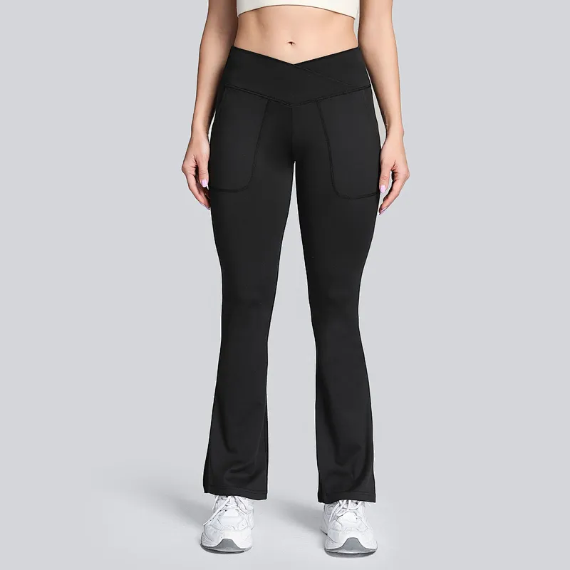 Women's cross waist wide leg pants high waist fitness sports yoga pants
