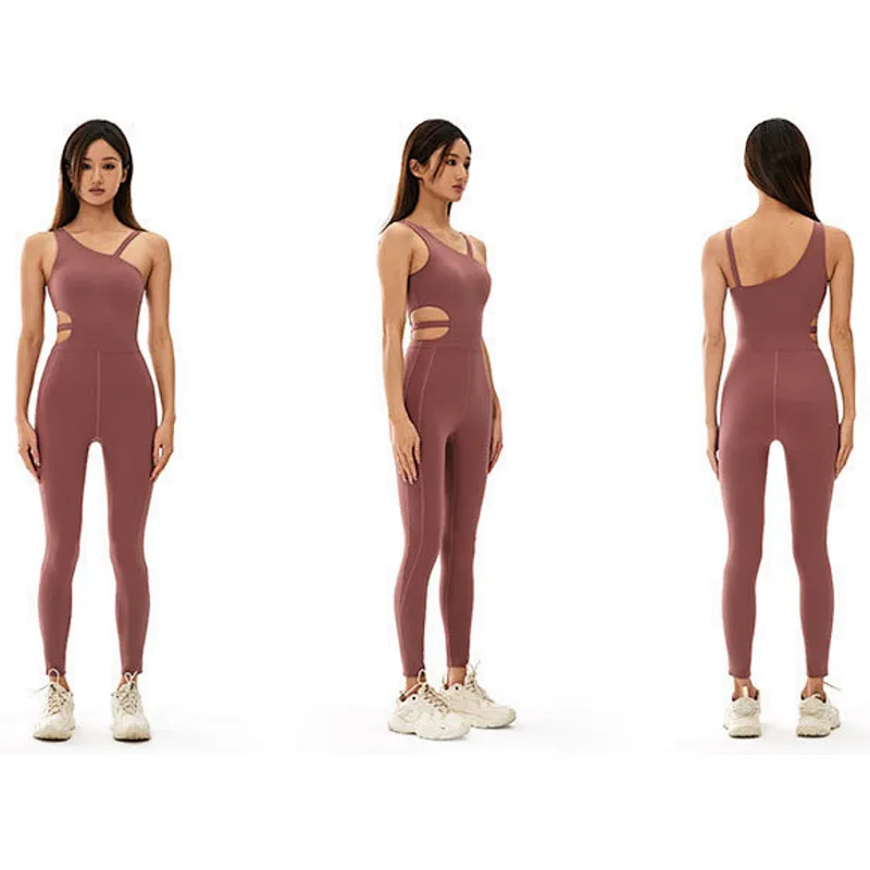 One-shoulder off-waist one-piece tight-fitting sports yoga clothes