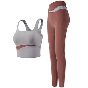 Summer New Contrast Color High Waist Yoga Pants Set