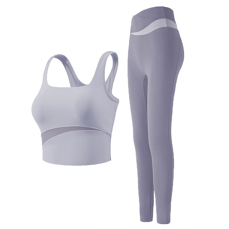 Summer New Contrast Color High Waist Yoga Pants Set