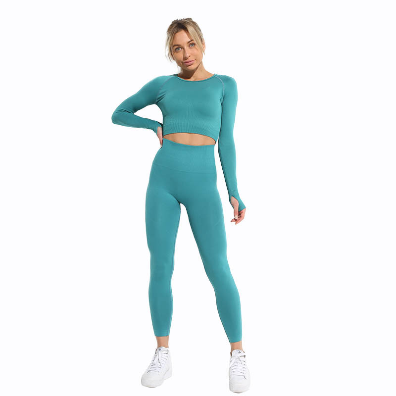 Cross-border high waist sports suit elastic seamless yoga clothes women