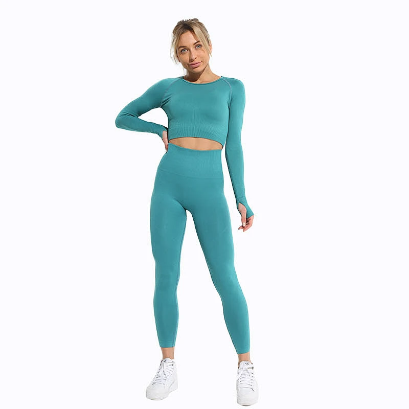 Cross-border high waist sports suit elastic seamless yoga clothes women