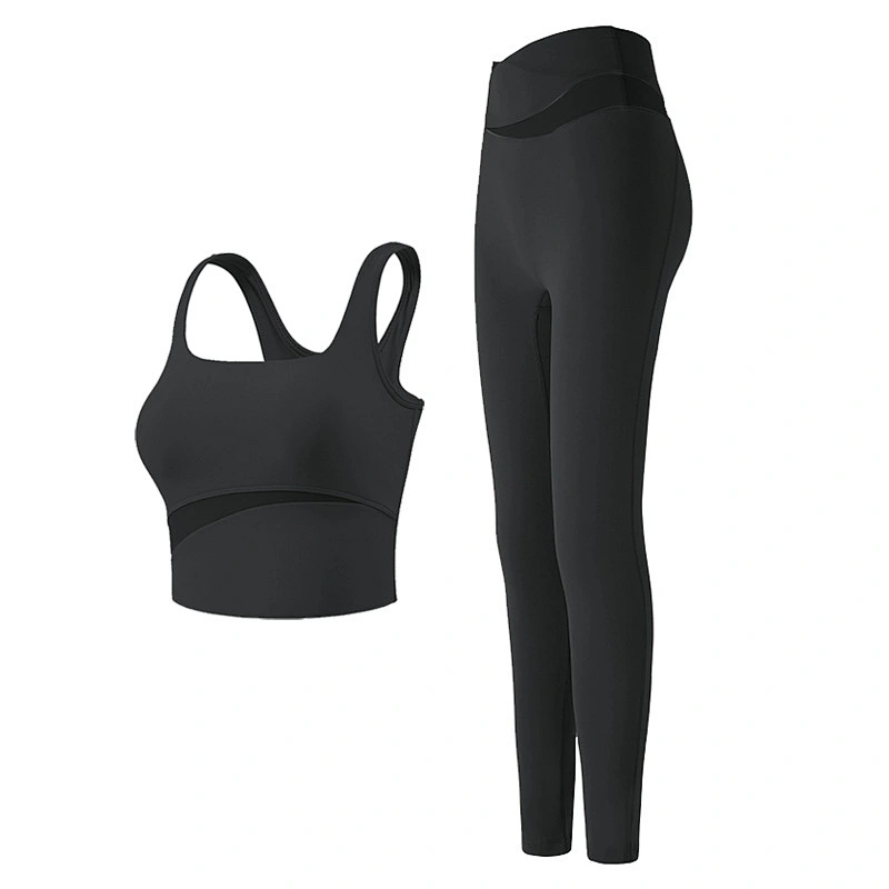 Summer New Contrast Color High Waist Yoga Pants Set