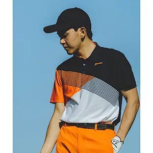Striped Print Polo Neck Track Top