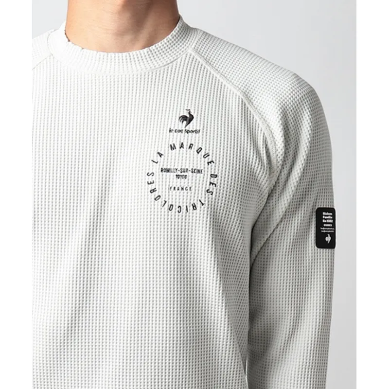 Crew Neck Waffle Print Long Sleeve Top