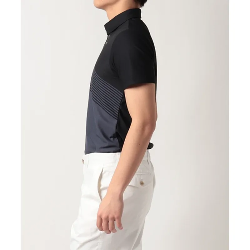 Striped Print Polo Neck Track Top