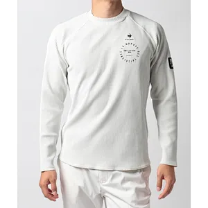 Crew Neck Waffle Print Long Sleeve Top