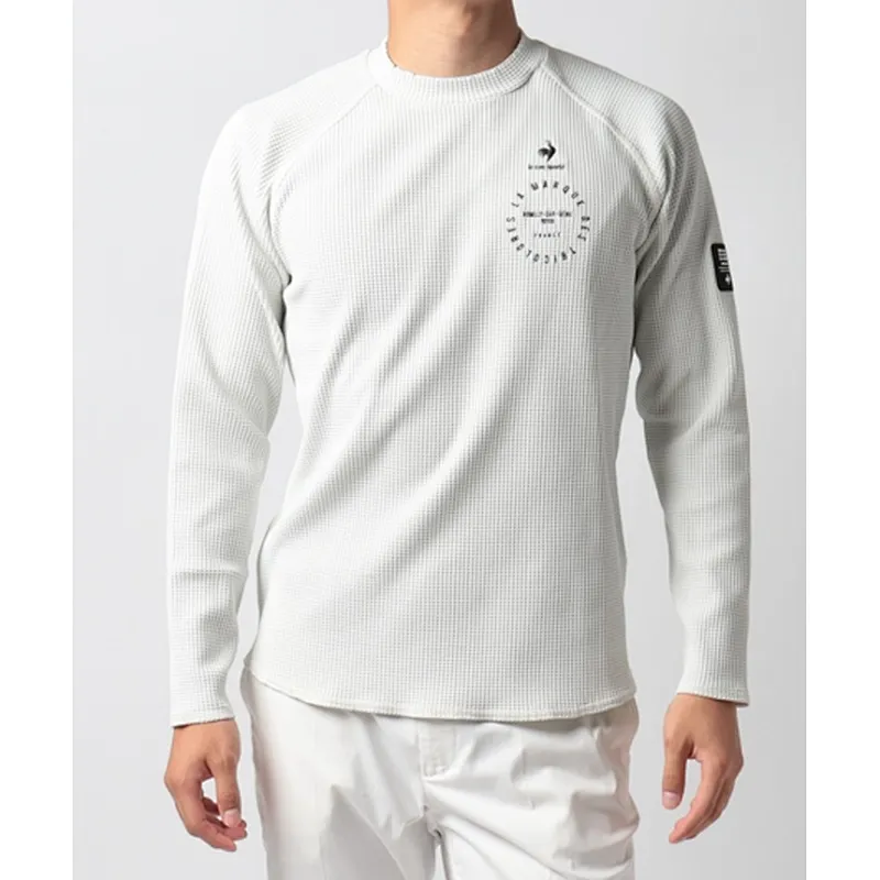 Crew Neck Waffle Print Long Sleeve Top