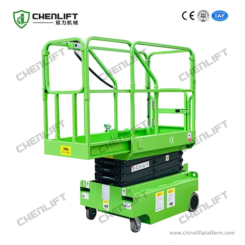mini 3m self propelled scissor lift -swivel wheel