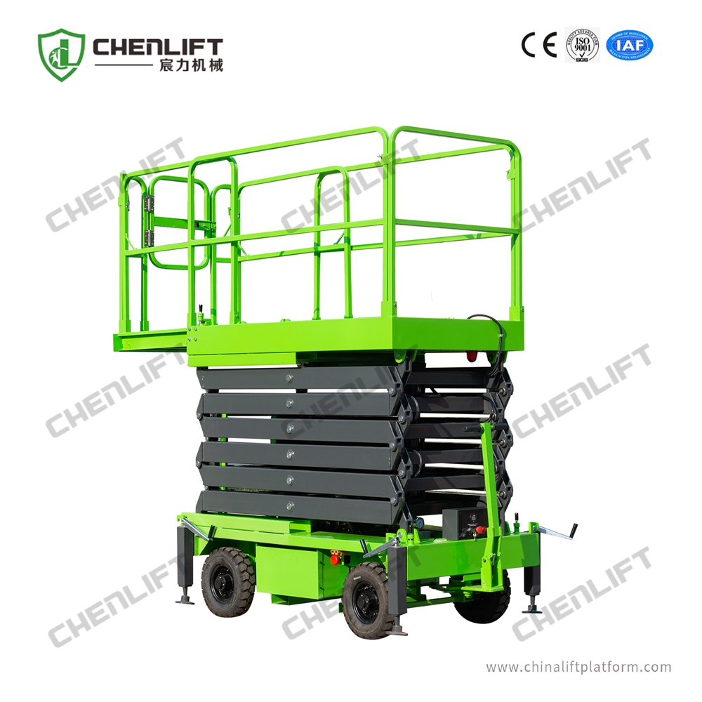 14m manual  pushing mobile scissor lift