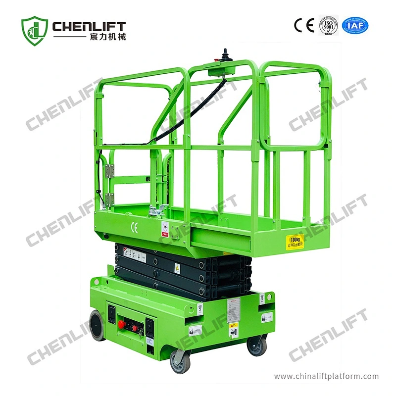 mini 3m self propelled scissor lift -swivel wheel