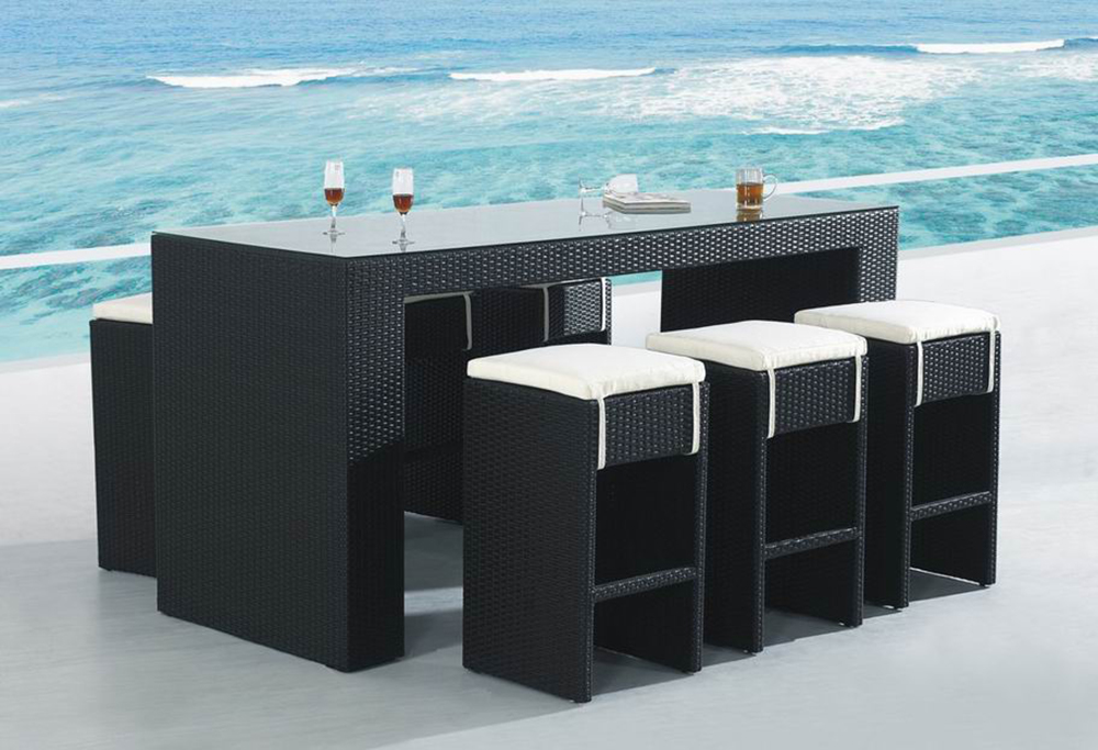 rattan bar table and stool