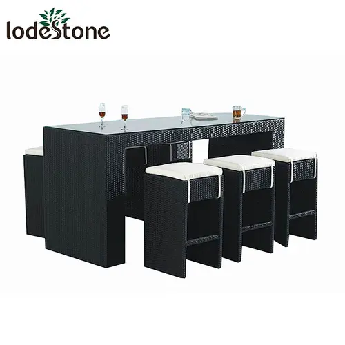 Bestselling 7pcs Outdoor Rattan Bar Chair And Table Garden Bar Stool