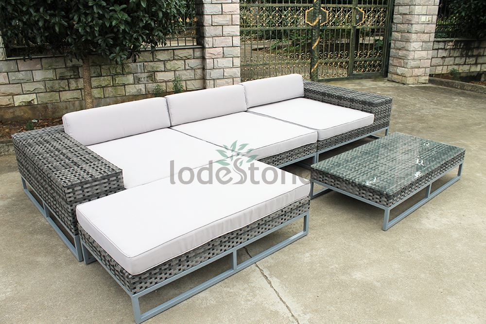grey rattan corner sofa