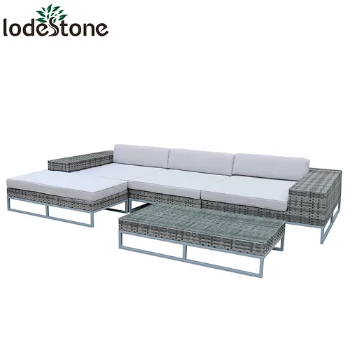 grey rattan corner sofa