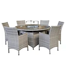 patio set with fire pit