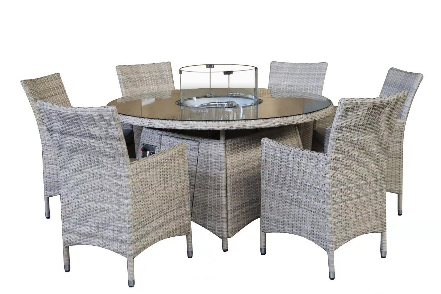 patio set with fire pit