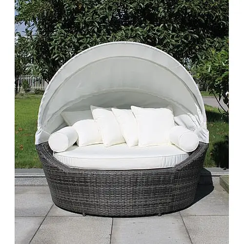 aluminum rattan sunbed lounger with canopy