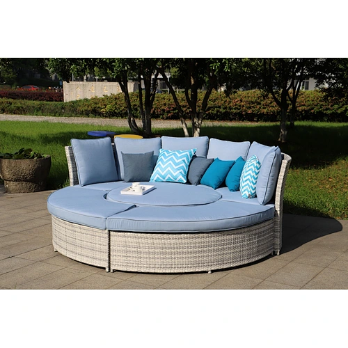 aluminium round sunbed outdoor daybed with 10cm seat cushion