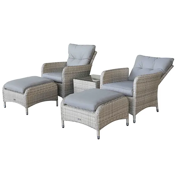 rattan reclining garden sofa with footrest