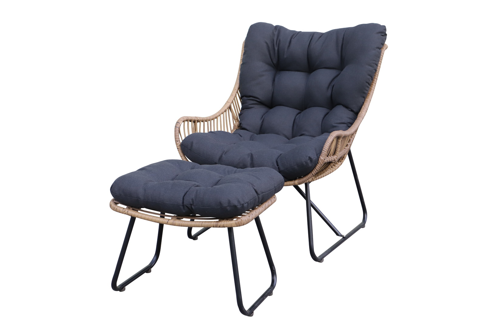 wicker armchair with footstool