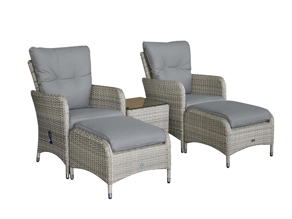 rattan reclining garden chair with footrest