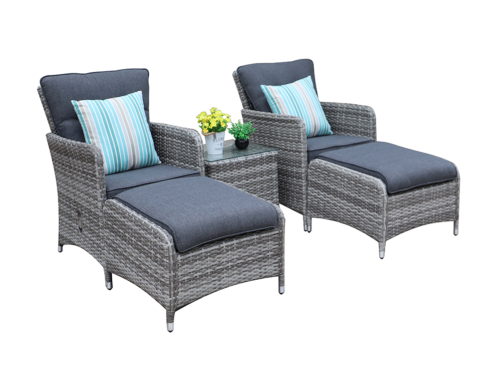 rattan reclining garden chair with footrest