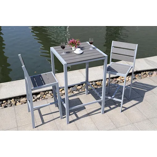 Aluminium Polywood bar set, square table