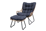 wicker armchair with footstool