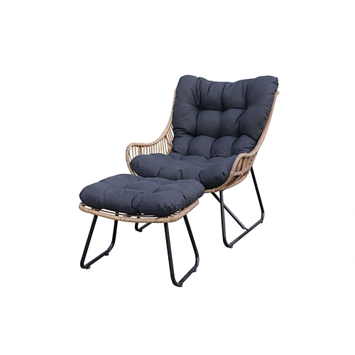 wicker armchair with footstool