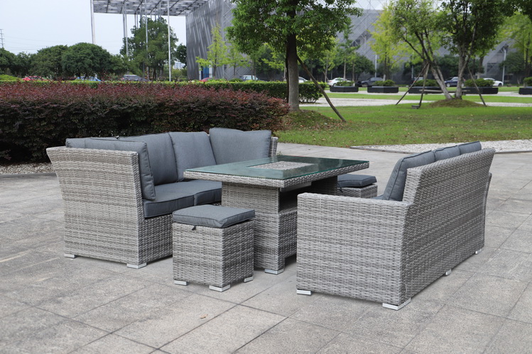 rattan corner sofa with height adjustable table