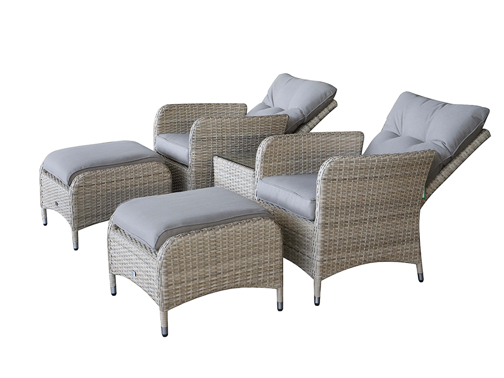rattan reclining garden chair with footrest