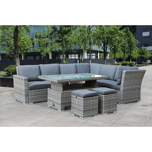rattan corner sofa with height adjustable table