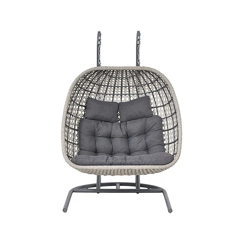 Garden double egg chair rattan swing chair with cushion