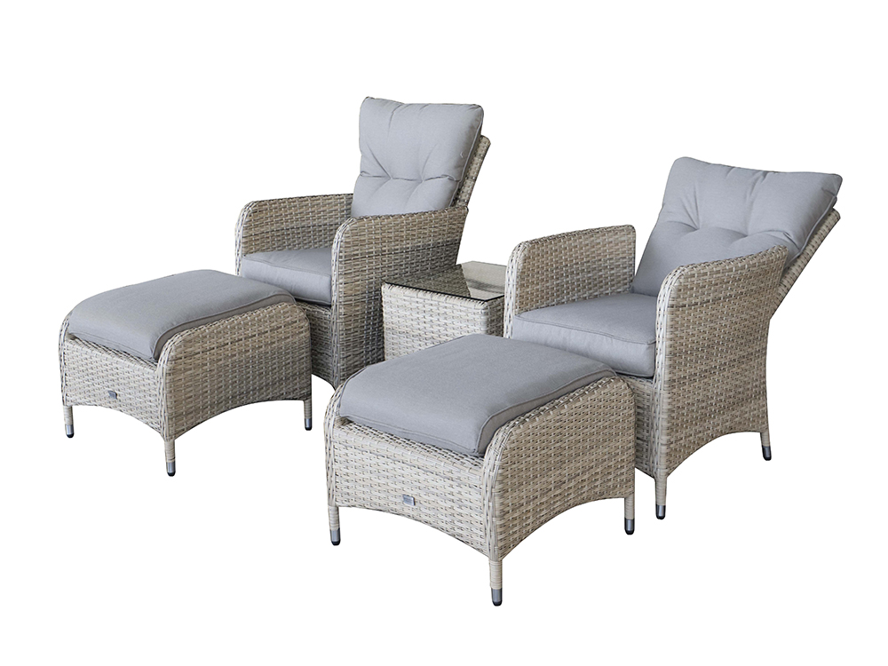 rattan reclining garden chair with footrest