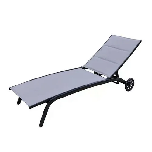 Hot selling Garden textilene sun lounger with wheels