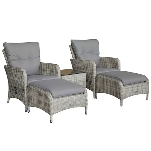 rattan reclining garden sofa with footrest