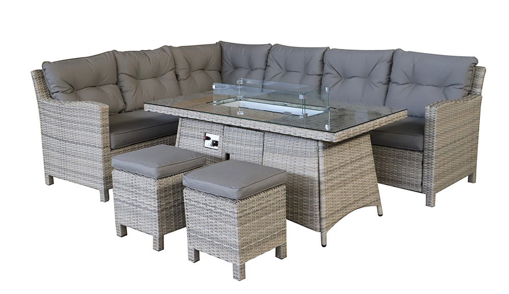 rattan garden furniture with fire pit