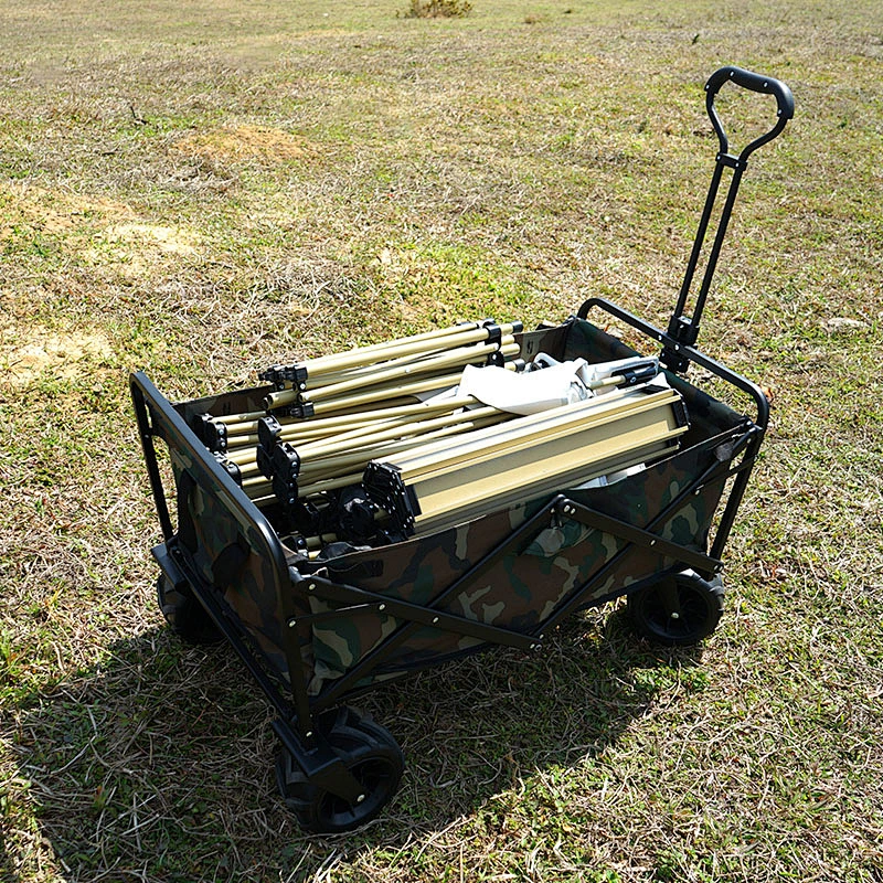 Outdoor Collapsible Utility Camping Garden Metal Folding Beach Wagon Cart
