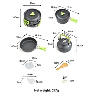 3 pcs outdoor cooking set will Aluminum alloy and non-stick coating