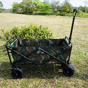 Outdoor Collapsible Utility Camping Garden Metal Folding Beach Wagon Cart
