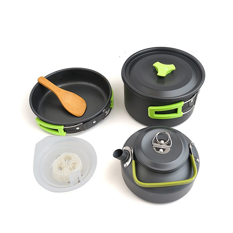3 pcs outdoor cooking set will Aluminum alloy and non-stick coating