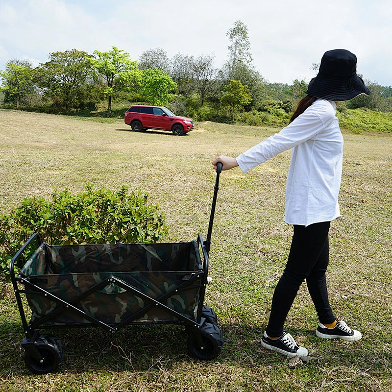 Outdoor Collapsible Utility Camping Garden Metal Folding Beach Wagon Cart