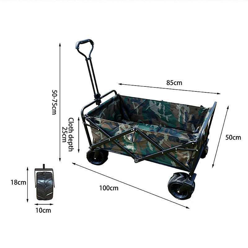 Outdoor Collapsible Utility Camping Garden Metal Folding Beach Wagon Cart