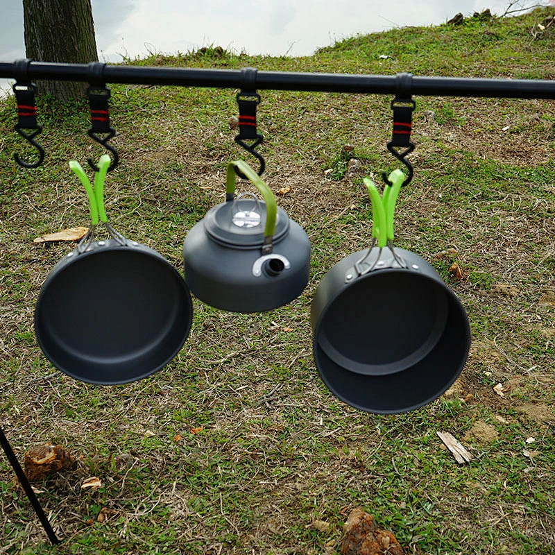 3 pcs outdoor cooking set will Aluminum alloy and non-stick coating