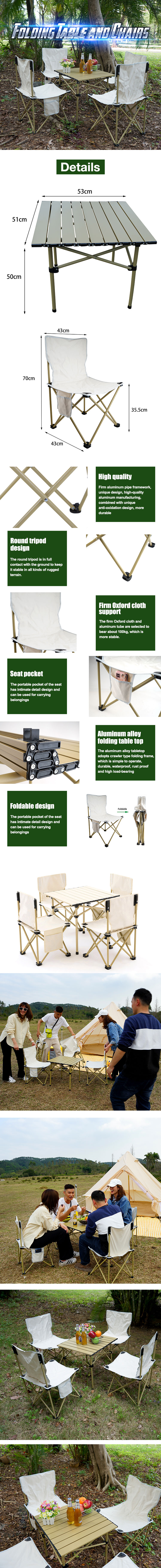 Outdoor Portable Lightweight Foldable Aluminum Camping Table For Picnic