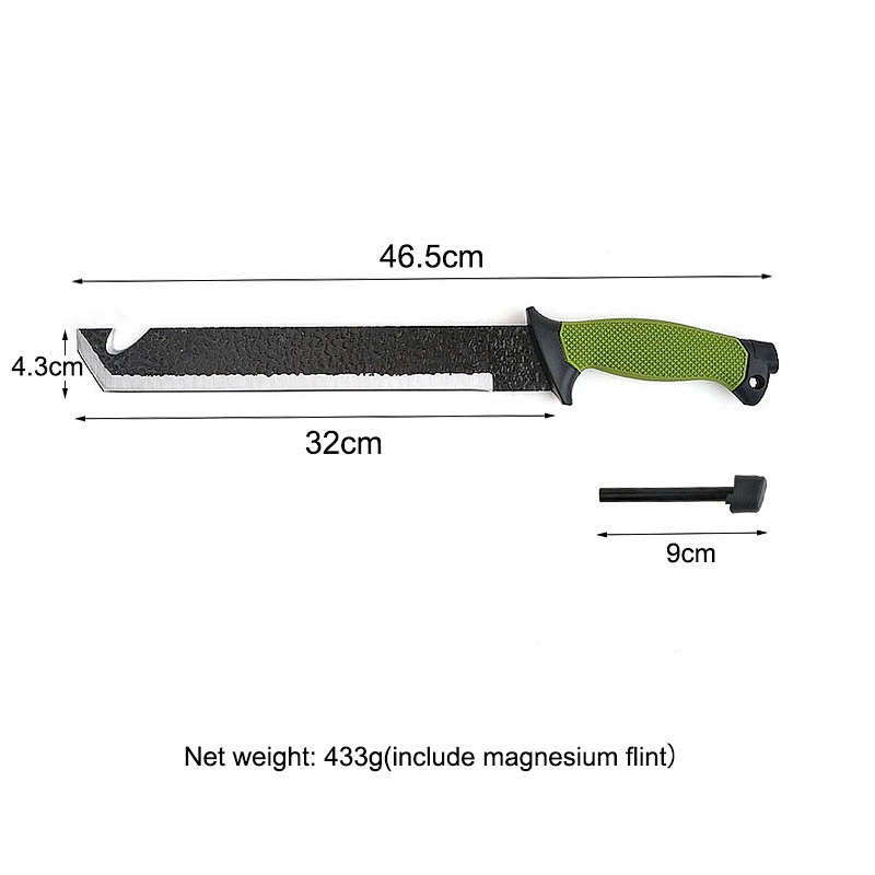 Outdoor Camping Knife with Magnesium Flint Long Thorn Cutting Tool Cane knife Bush knife