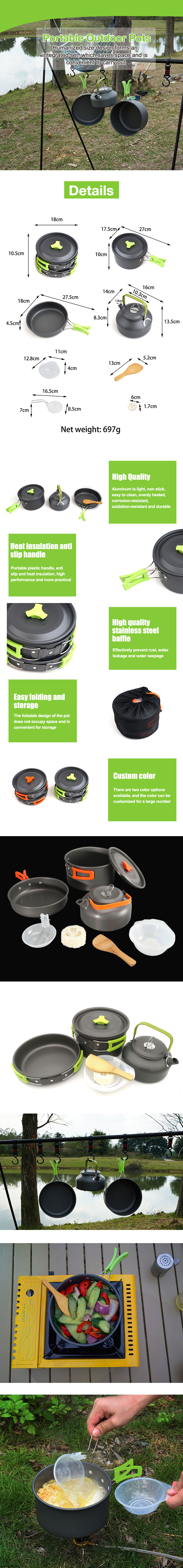 3 pcs outdoor cooking set with Alumium alloy and non-stick coating