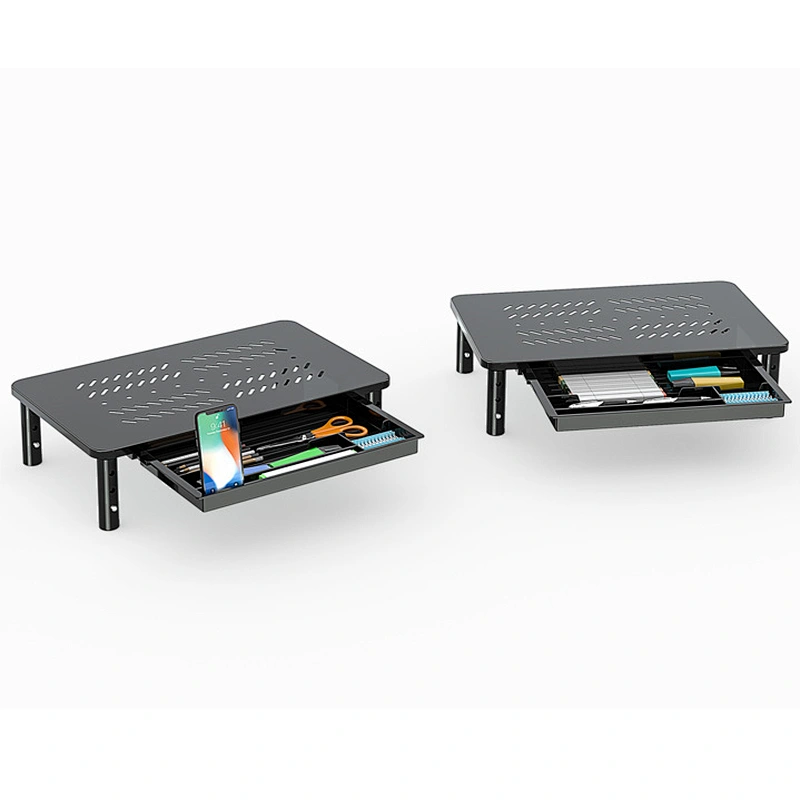 2-PACK STEEL MONITOR STAND RISER WITH DRAWER
